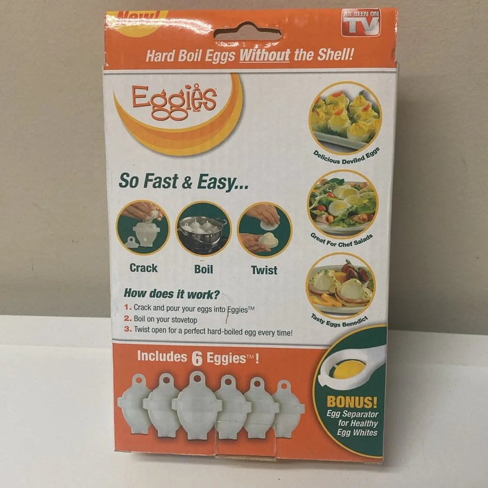 Eggy As Seen on TV 6-Piece Egg Cooker Set Microwave Egg Gadget Kitchen Tool